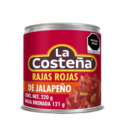 Chile costeña rajas rojas 220 gr