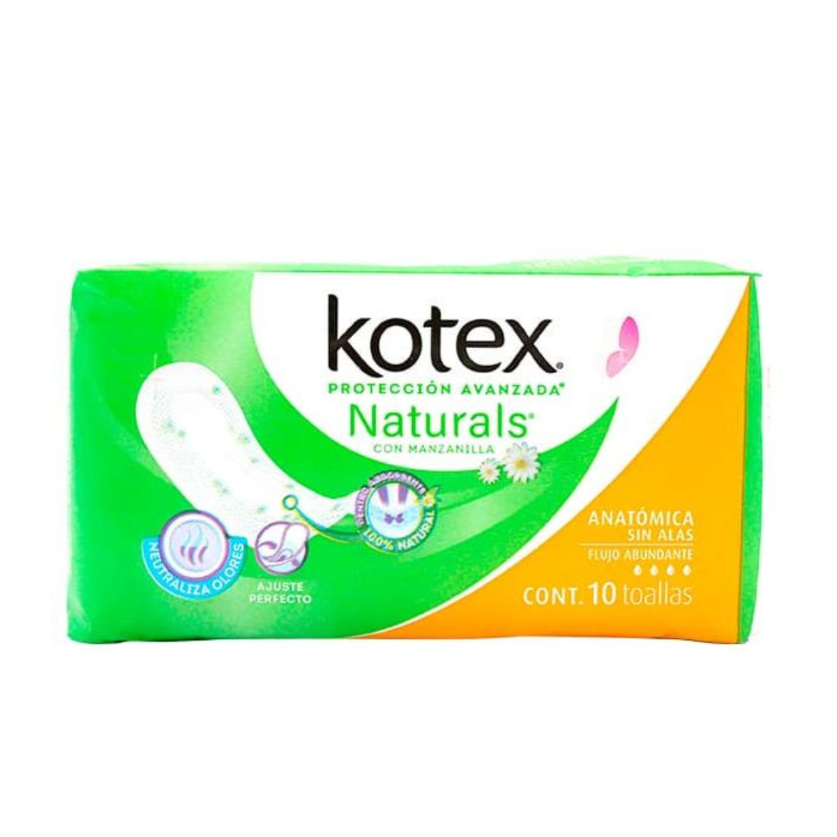 Kotex manzanilla s/a 10 pz